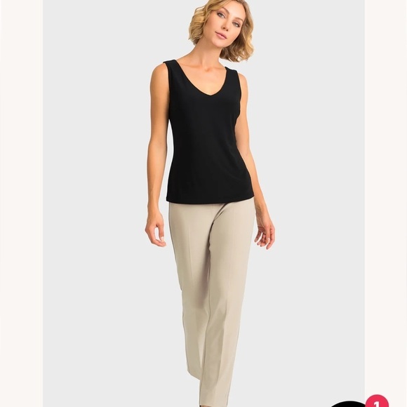 Joseph Ribkoff 143105 Classic Neutral Straight Leg Pant back slits NWOT - Picture 1 of 15